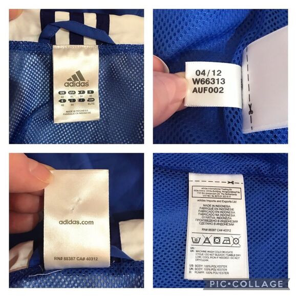 Vintage Adidas Mesh Lined Windbreaker Jacket Bue White Sz XL - Picture 15 of 16